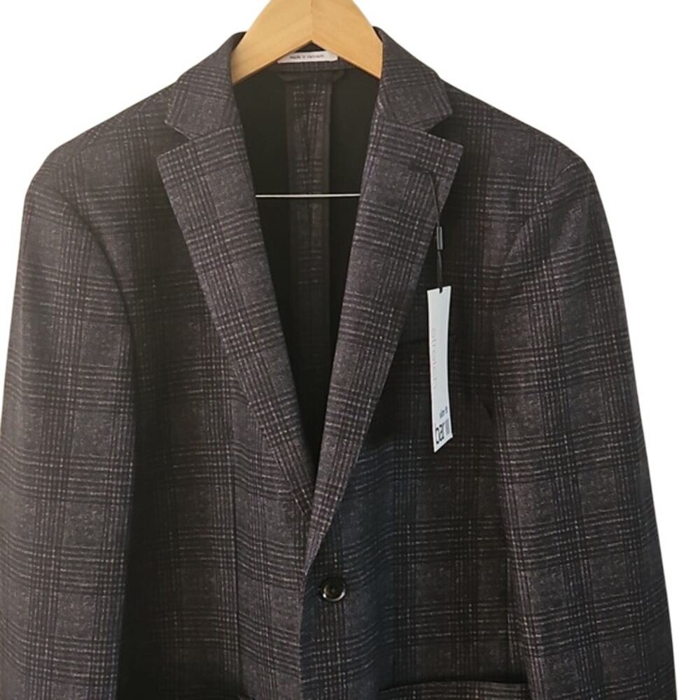 Bar III Slim Fit Men's Plaid Blazer Jacket Size 40R Dark Charcoal Gray Check NWT - Picture 3 of 7